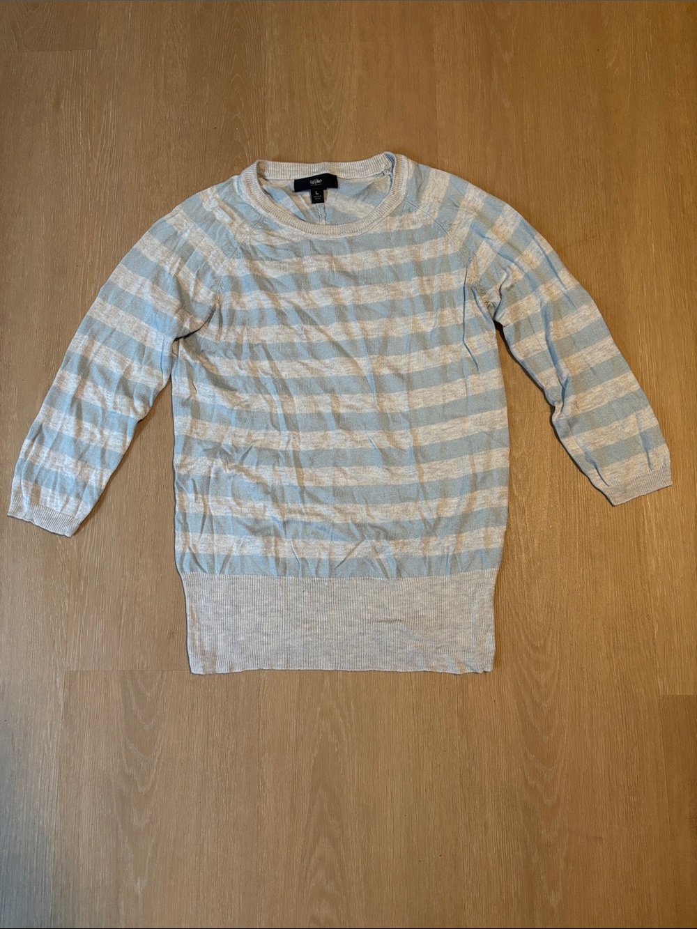 Mossimo Light Blue Striped Crewneck Sweater size Medium/Large